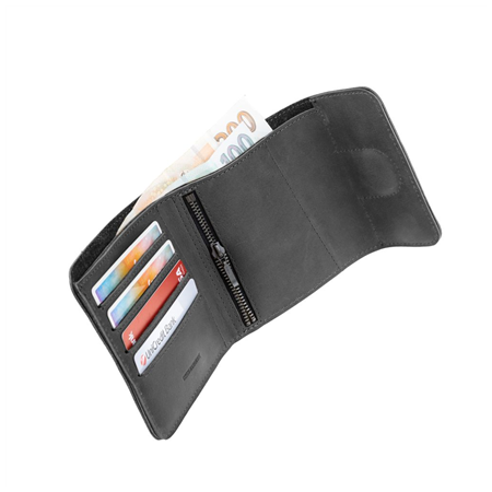Fixed | Classic Wallet for AirTag | Apple | Genuine cowhide | Black | Dimensions of the wallet : 11 x 11.5 cm; Closing of the wa