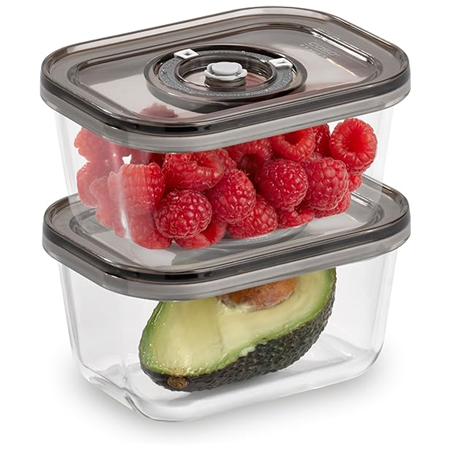 Caso | Glass Vacuum Containers with Plastic Lid (2 pcs) | VacuBoxx Eco-Duo S | Transparent