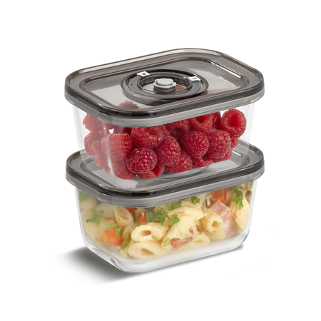 Caso | Glass Vacuum Containers with Plastic Lid (2 pcs) | VacuBoxx Eco-Duo S | Transparent