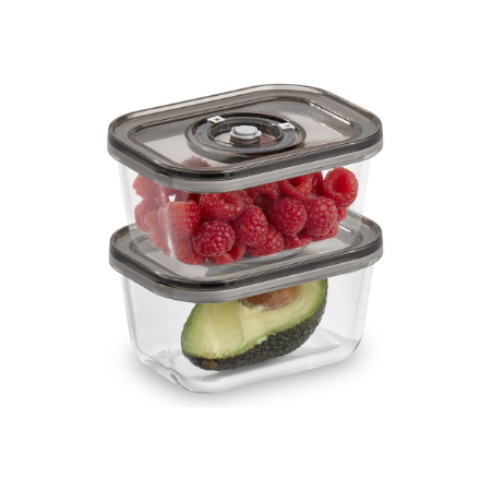 Caso | Glass Vacuum Containers with Plastic Lid (2 pcs) | VacuBoxx Eco-Duo S | Transparent