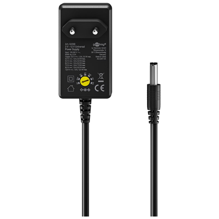 Goobay | 64568 Universal Power Supply 3 V - 12 V, Max. 12 W, Black