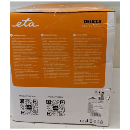 SALE OUT. ETA | Bread maker | Delicca II ETA714990030 | Power 850 W | Number of programs 12 | Display Yes | Black/Stainless stee