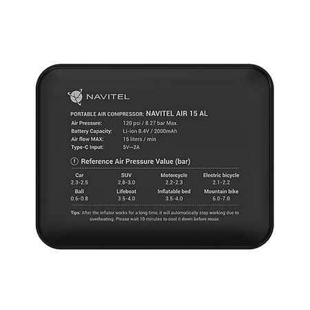 Navitel | 120PSI / 8.27 bar | Mobile Air Compressor AIR 15 AL | Air Compressor