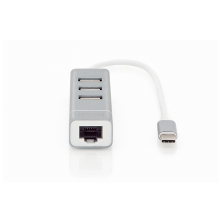 Digitus | USB Type-C 3-Port Hub + Fast Ethernet LAN Adapter | DA-70253
