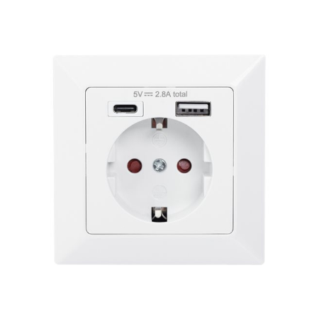 Digitus | Safety Plug for Flush Mounting with 1 x USB Type-C, 1 x USB A