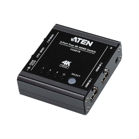 Aten | 3-Port True 4K HDMI Switch | VS381B | Input: 3 x HDMI Type A Female; Output: 1 x HDMI Type A Female
