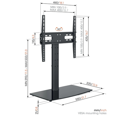 Vogels | Desk Mount | MS3085-A1 Table-Top Stand Medium | Full motion | 32-65 " | Black