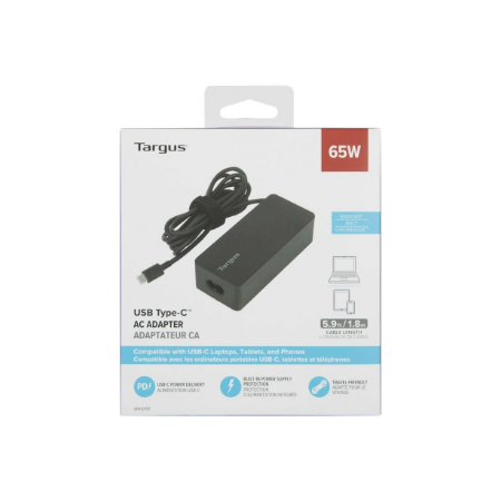 Targus | 65 W USB-C PD Charger - For Laptops or Power Pass-Thru Docks