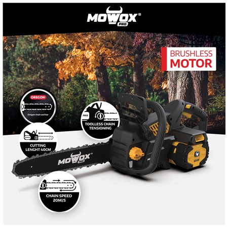 MoWox | Excel Series Hand Held Battery Chain Saw With Toolless Saw Chain Tension System (Without Battery and Charger) | ECS 4062