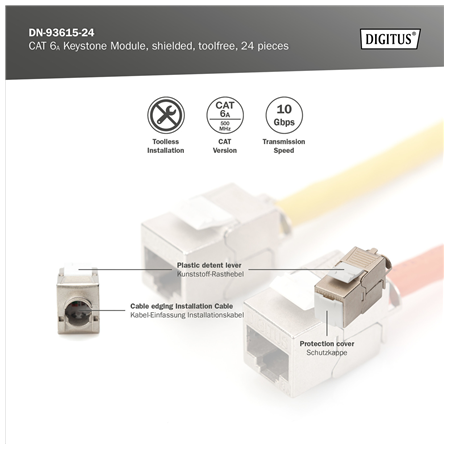 Digitus | Keystone Module | CAT 6A | 14.5 x 34.5 x 21.0 mm