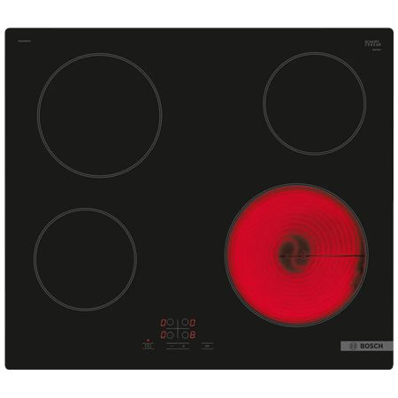 Bosch Hob | PKE61RBA2E | Electric | Number of burners/cooking zones 4 | Touch | Timer | Black