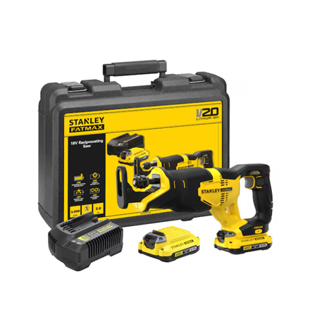 Stanley | 18V V20 Reciprocating Saw - 2 x 2.0Ah Kitbox | SFMCS300D2K-QW | 18 V