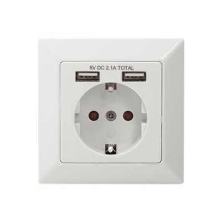 Digitus Safety socket for flush mounting with 2 USB ports | DA-70613