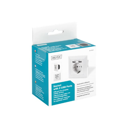 Digitus Safety socket for flush mounting with 2 USB ports | DA-70613