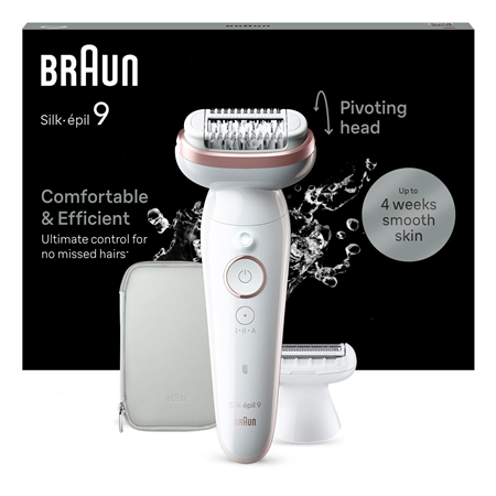 Braun Epilator | SES9-030 Silk épil 9 | Operating time (max) 50 min | Number of power levels 2 | Wet & Dry | White/Rose