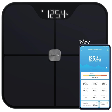 iHealth | Wireless Body Composition Scale | Nexus Pro | Maximum weight (capacity) 181 kg | Body Mass Index (BMI) measuring | Bla