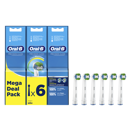 Oral-B | Precision Clean Replaceable Toothbrush Heads | Heads | For adults | Number of brush heads included 6 | White