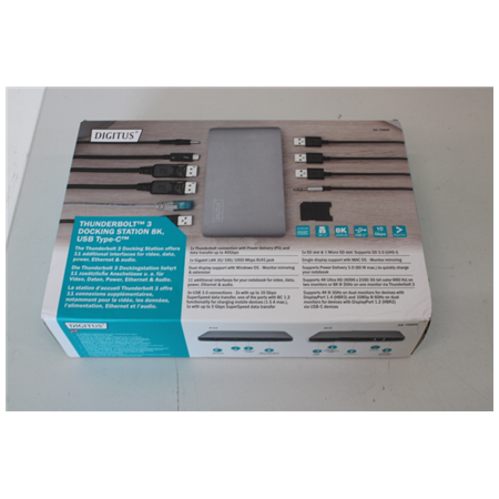 SALE OUT. | SALE OUT. Digitus | Thunderbolt™ 3 Dockingstation 8K, USB Type-C™ | Ethernet LAN | Warranty 24 month(s) | DAMAGED PA