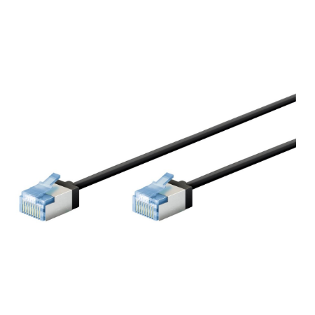 Goobay 74315 Ultra-Flexible CAT 6A Patch Cable, Slim, U/FTP, 0.15 m, Black | Goobay