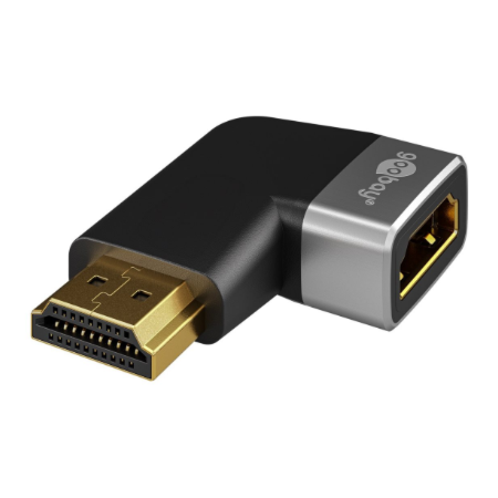 Goobay HDMI Angled Adapter 270° Horizontal, 8K @ 60 Hz, Gold-Plated, Black/Silver | 72012