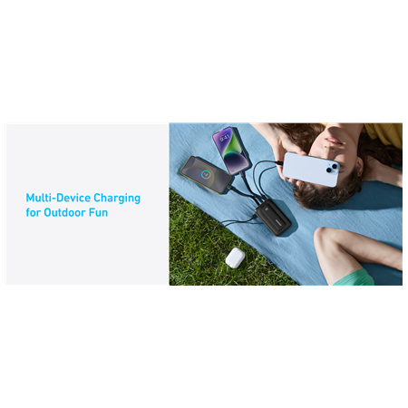 Anker | Power Bank | A1680G11 | 10000 mAh | USB-C 30W, Lightning 27W | Built-In USB-C and Lightning Cables | Black