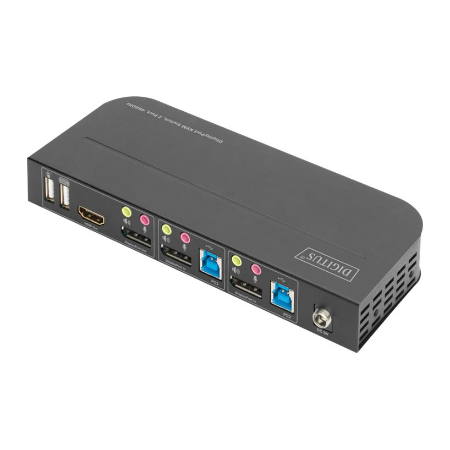 Digitus KVM Switch, 2-Port, 4K60Hz, 2 x DP in, 1 x DP/HDMI out | DS-12850