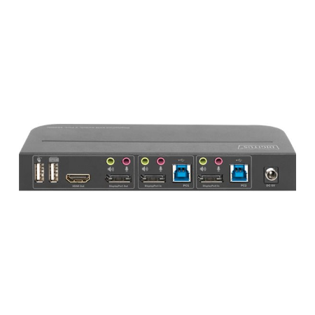 Digitus KVM Switch, 2-Port, 4K60Hz, 2 x DP in, 1 x DP/HDMI out | DS-12850