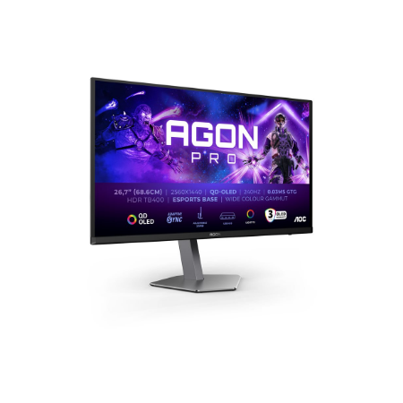 AOC | AG276QZD2 | 26.7 " | OLED | QHD | 16:9 | 240 Hz | 0.03 ms | 2560 x 1440 pixels | 250 cd/m² | HDMI ports quantity 2
