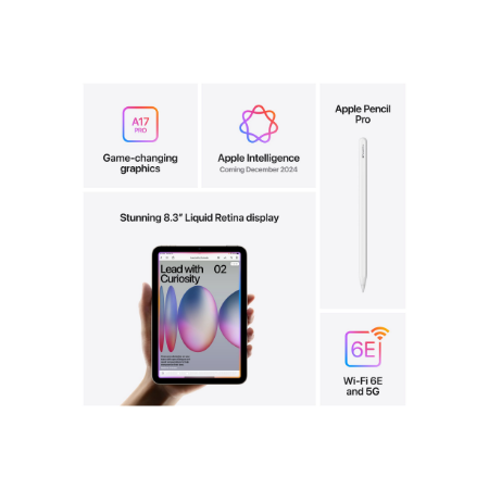 Apple | iPad mini Wi-Fi + Cellular | 8.3 " | Starlight | IPS | 2266 x 1488 pixels | Apple A17 Pro | 256 GB | 3G | 4G | 5G | Wi-F