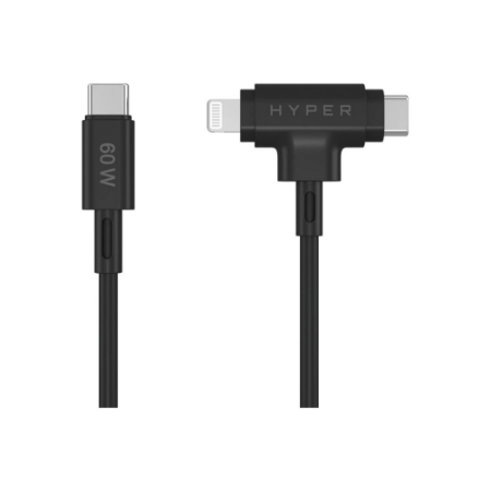 Hyper HyperJuice Silicone USB-C to USB-C and Lightning Hybrid 60W Cable