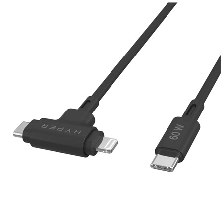 Hyper HyperJuice Silicone USB-C to USB-C and Lightning Hybrid 60W Cable