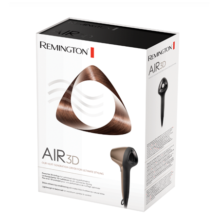 Remington The Salon Collection Air3D Hair Dryer | D7777 | 1800 W | Number of temperature settings 3 | Ionic function | Diffuser