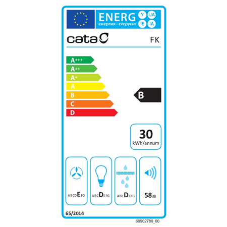 CATA Hood | FK SLIM 6000 WH | Conventional | Energy efficiency class B | Width 60 cm | 162 m³/h | Mechanical | LED | White
