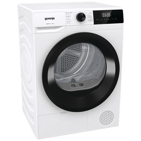 Gorenje Dryer Machine | DHNE82 | Energy efficiency class Class D | Front loading | 8 kg | LED | Depth 55 cm | White