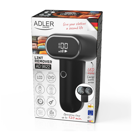 Adler | Lint remover | AD 9622 | Black | Rechargeable battery | 10 W