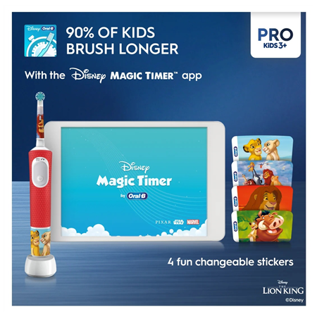 Braun | Electric Toothbrush | Vitality PRO Kids 3+ Lion King | Rechargeable | For children | Number of brush heads included 1 |