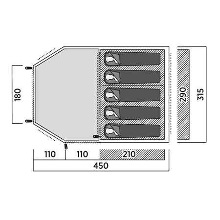Easy Camp Family tent | Hidra 5 | 5 person(s) | Green
