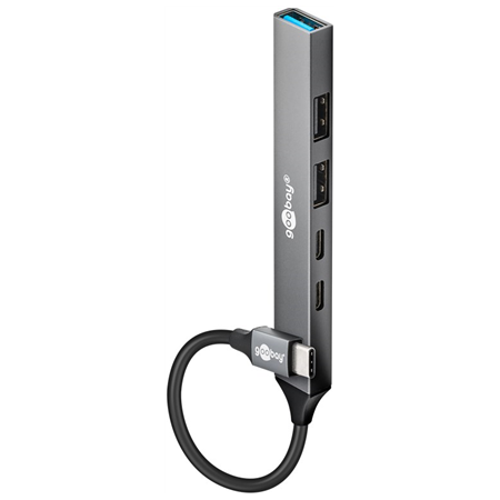 Goobay Slim 5-Port USB Hub, USB-C to USB-C/USB-A, 5 Gbit/s | 74460