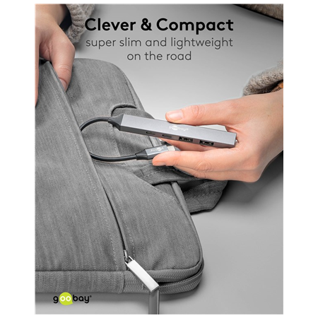 Goobay Slim 5-Port USB Hub, USB-C to USB-C/USB-A, 5 Gbit/s | 74460