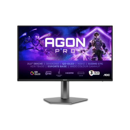 AOC | AG326UD | 32 " | OLED | 165 Hz | 0.03 ms | 3840 x 2160 pixels | 250 cd/m² | HDMI ports quantity 2