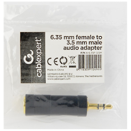 Cablexpert 6.35 mm female to 3.5 mm male audio adapter | A-6.35F-3.5M