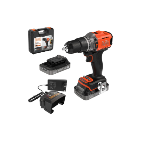 BLACK & DECKER 18V Drill Driver with 2x2.0 Ah Batteries | BCD383D2XK-QW