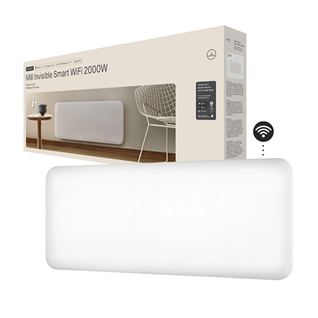 Mill Invisible Smart WiFi Heater | PA2000WIFI4 | Panel Heater | 2000 W | Suitable for rooms up to 24-28 m² | White | IPX4