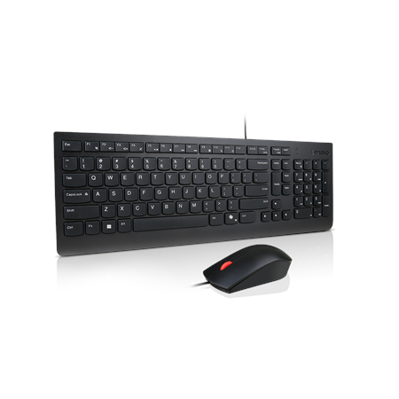 Lenovo Essential Wired Combo Keyboard and Mouse | Keyboard and Mouse Set | Wired | Mouse included | Nordic | Black