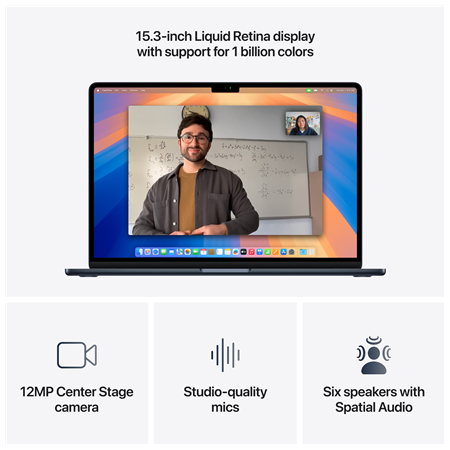 Apple MacBook | Air | Midnight | 15 " | 2880 x 1864 pixels | Apple M4 | 16 GB | Solid-state drive capacity 256 GB | Apple M4 chi