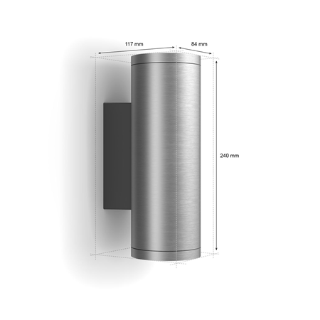 Philips Hue WCA Appear Outdoor Wall Lantern, Inox | 8 W | 2000-6500 Hue White Colour Ambiance