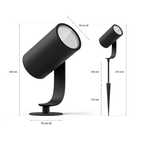Philips Hue WCA Lily Outdoor Spot Light Base 24V | 8 W | 2200-6500 BBL CCT range