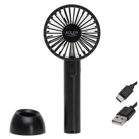 Adler Mini USB Fan | AD 7338 | Desk fan | Black | Diameter 7 cm | Number of speeds 3