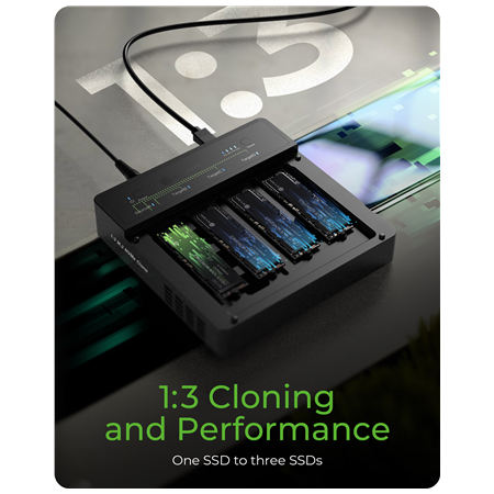 Raidsonic 4-Bays USB4 Duplicator (1:3 clone) for NVMe M.2 SSD | IB-4013MCL-C4