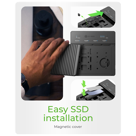 Raidsonic 4-Bays USB4 Duplicator (1:3 clone) for NVMe M.2 SSD | IB-4013MCL-C4